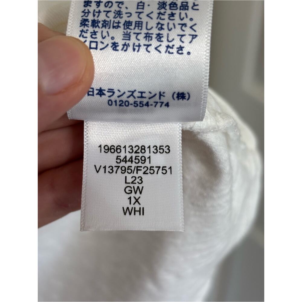 Lands End Women’s Plus 100% Cotton Long Sleeve Slub Popover Hoodie White Size 1X - Picture 7 of 7